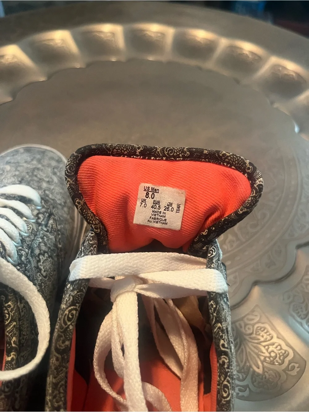 Vans Black & White Paisley Lace-Up Sneakers
